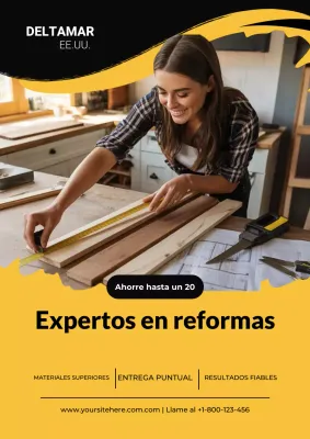 Póster amarillo de renovación de vivienda moderna