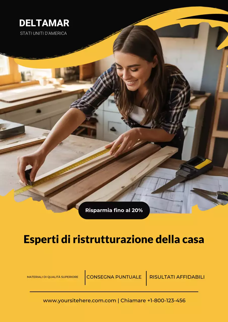 Poster giallo per la ristrutturazione di una casa moderna