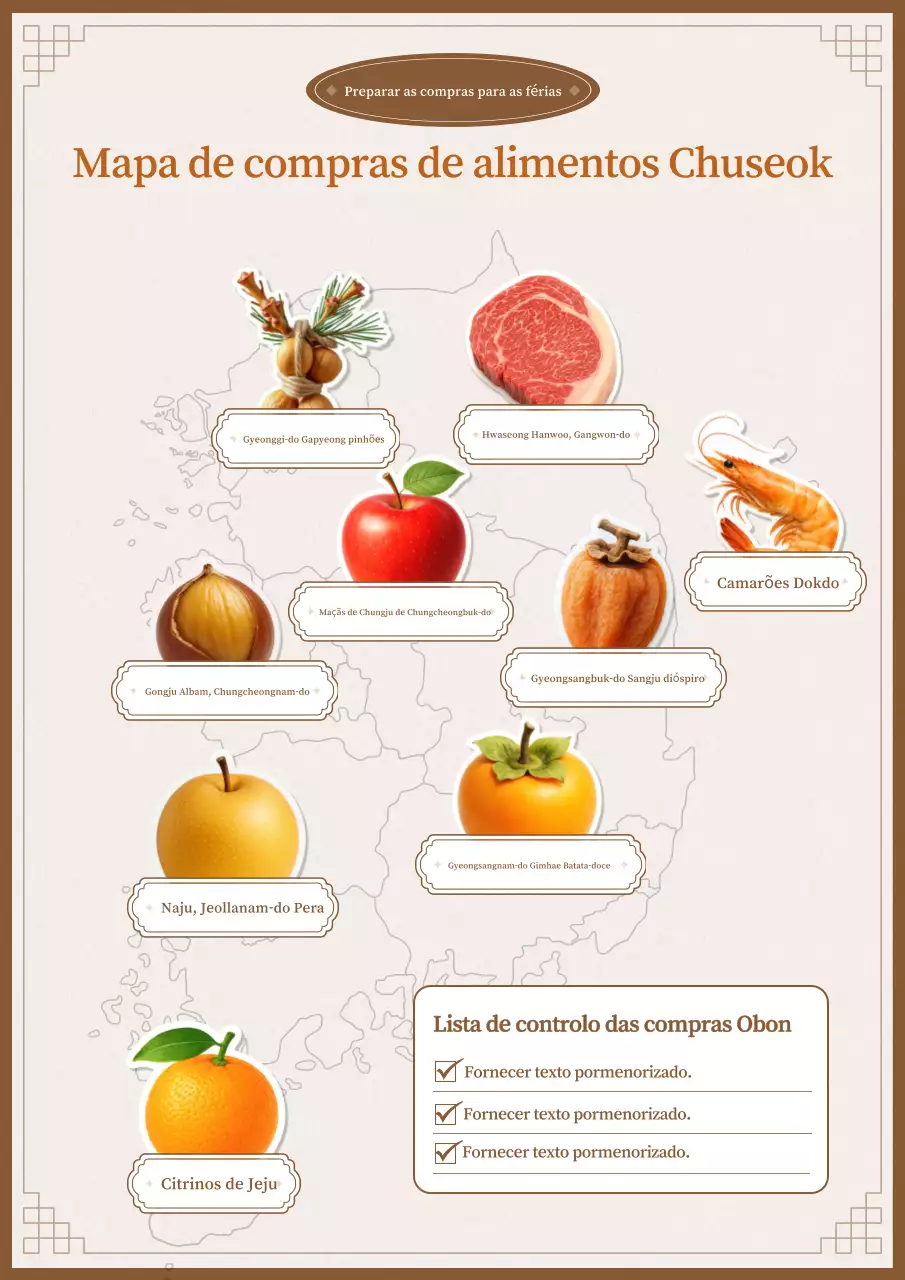 Guia de Ingredientes do Chuseok Tradicional Bege