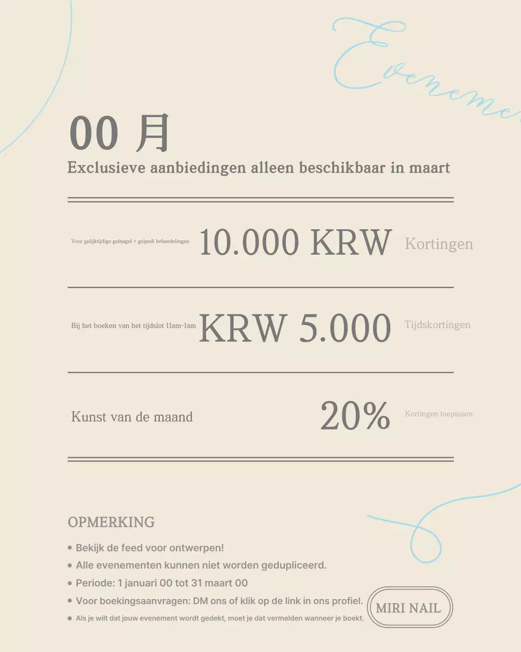 Beige Eenvoudige Evenementengids