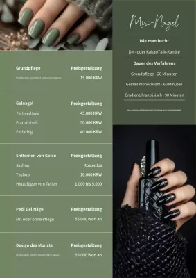 Khaki Anspruchsvolles Nail Art Menü