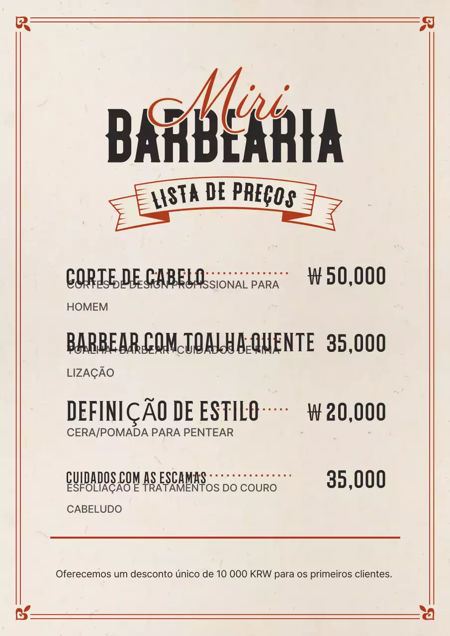 Guia de barbearia vintage bege