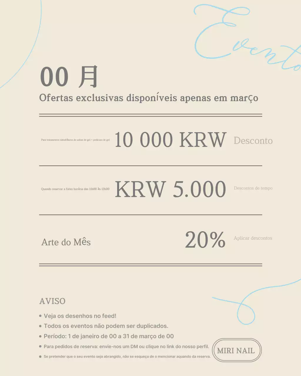 Guia de Eventos Bege Simples