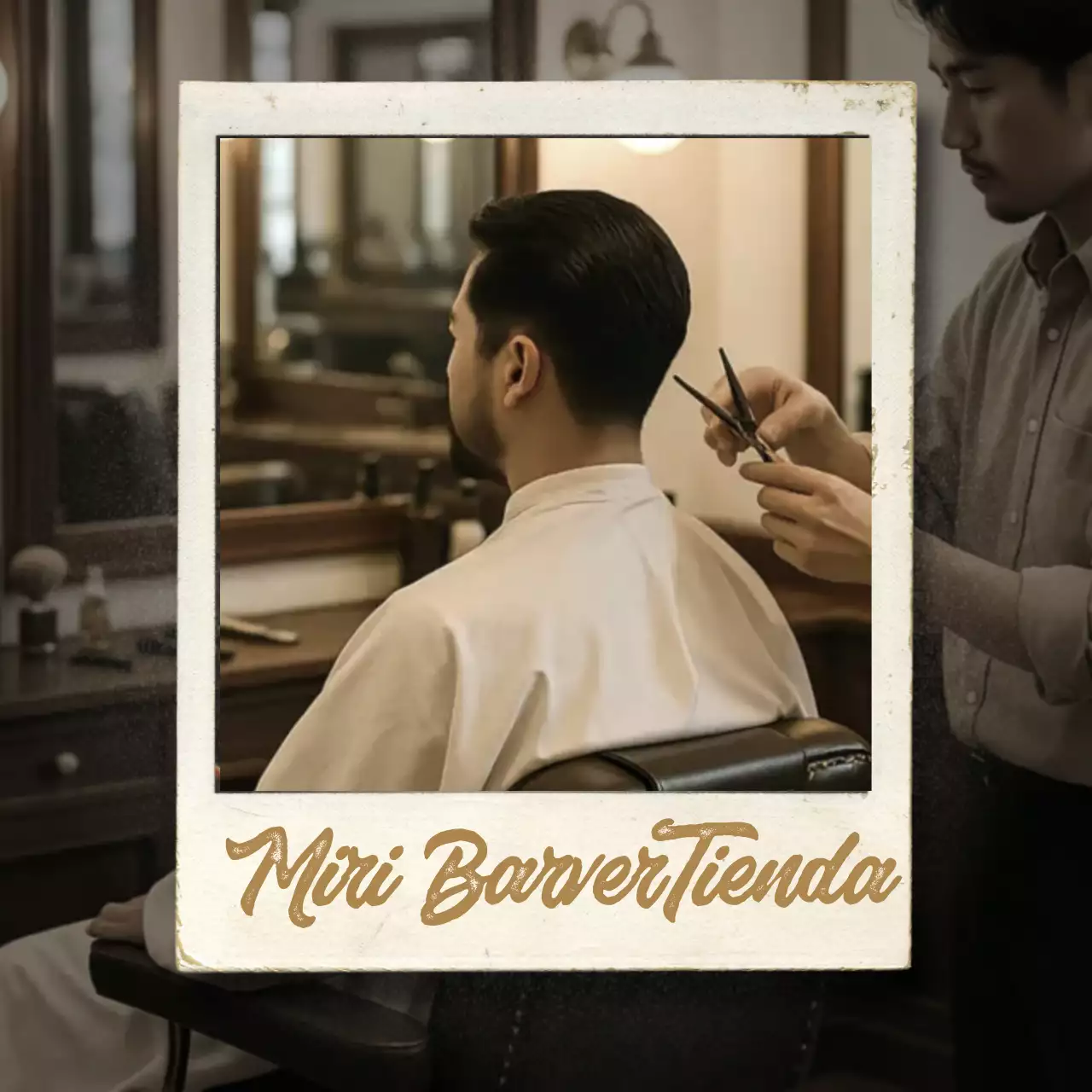 Promoción de barbería vintage beige