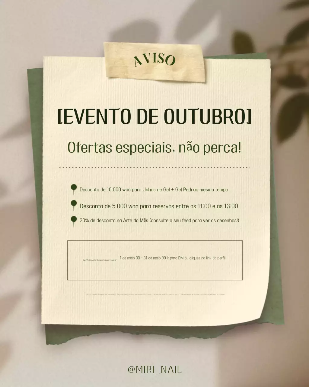 Informações sobre o evento Khaki Simple Nail