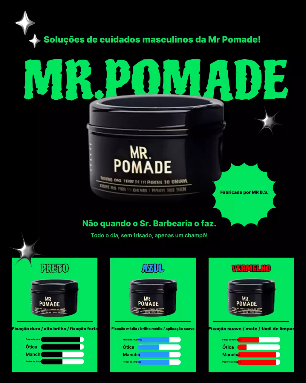 Anúncio de estilo de cabelo moderno e verde