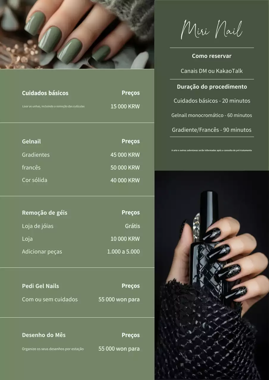 Menu de Nail Art Sofisticada Khaki