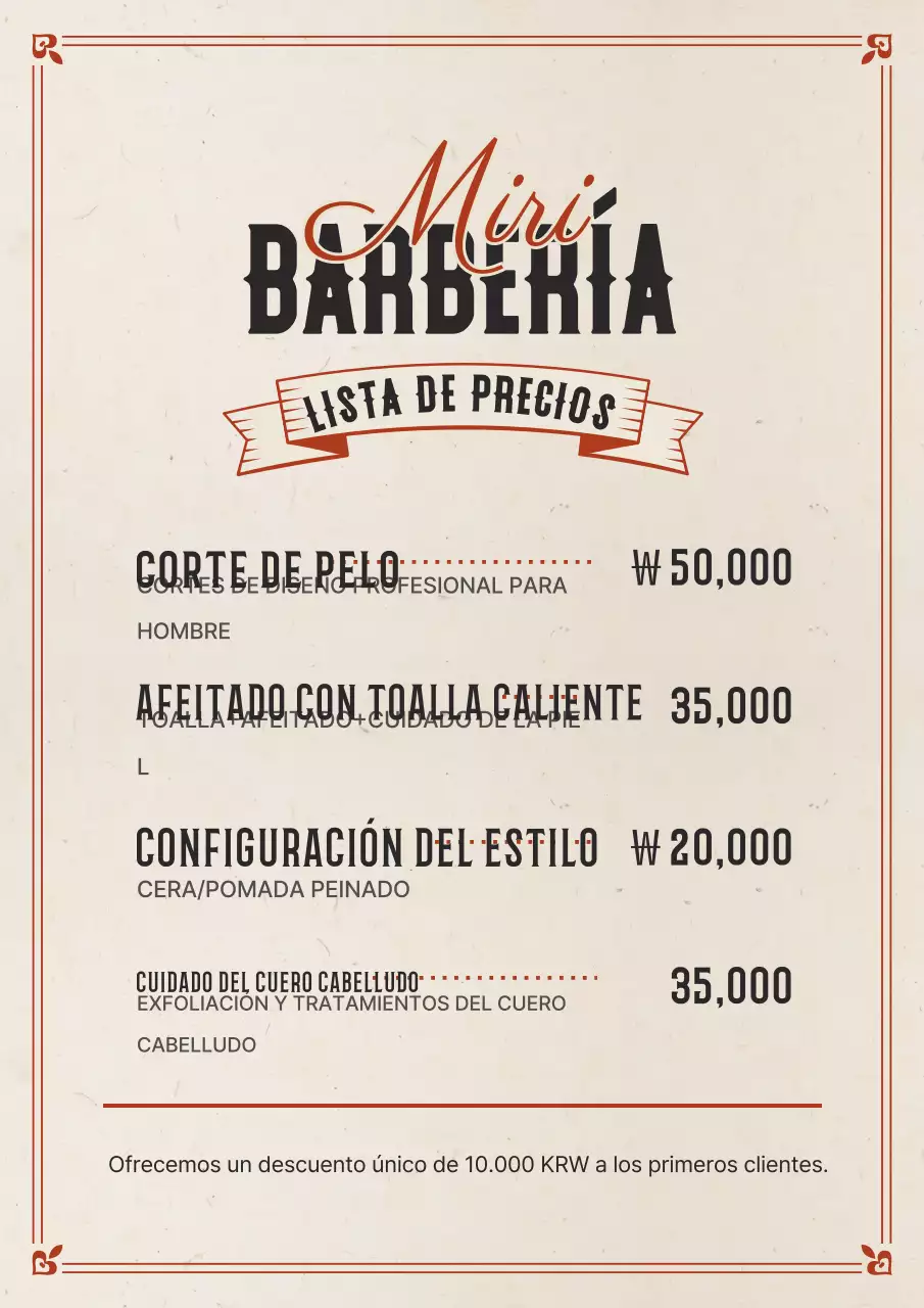 Guía de barbería vintage beige
