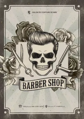 Publicité vintage de Beige pour le salon de coiffure à l'ancienne