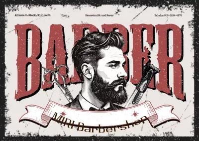 Burgunder Vintage Barbershop Kunstwerk Poster Werbung