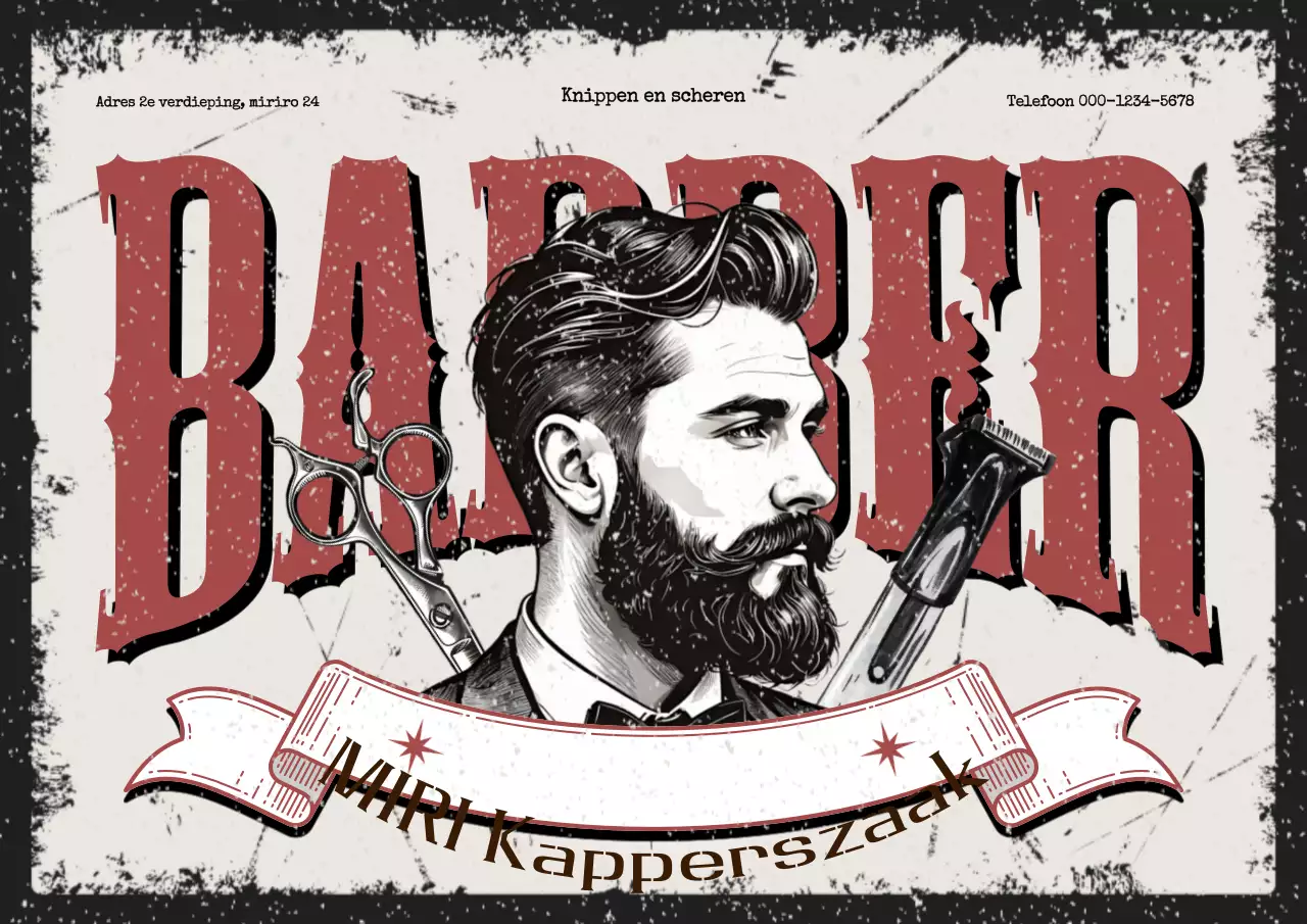 Bourgondische vintage kapperszaak kunstwerk poster advertentie