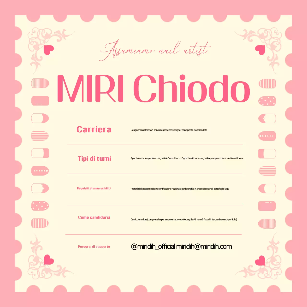 Offerta di lavoro per nail art per bambini rosa