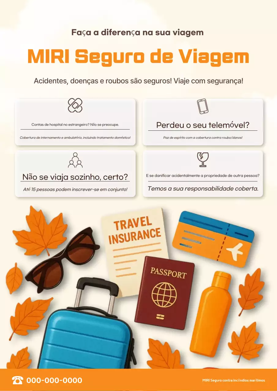 Promoção de Seguro Viagem Orange Modern