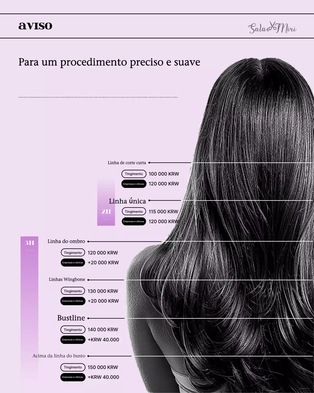 Guia de preços do Yeonbora Clean Beauty Salon