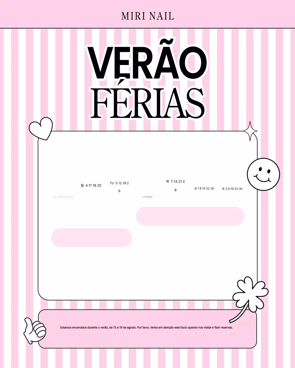 Guia de férias de verão rosa simples