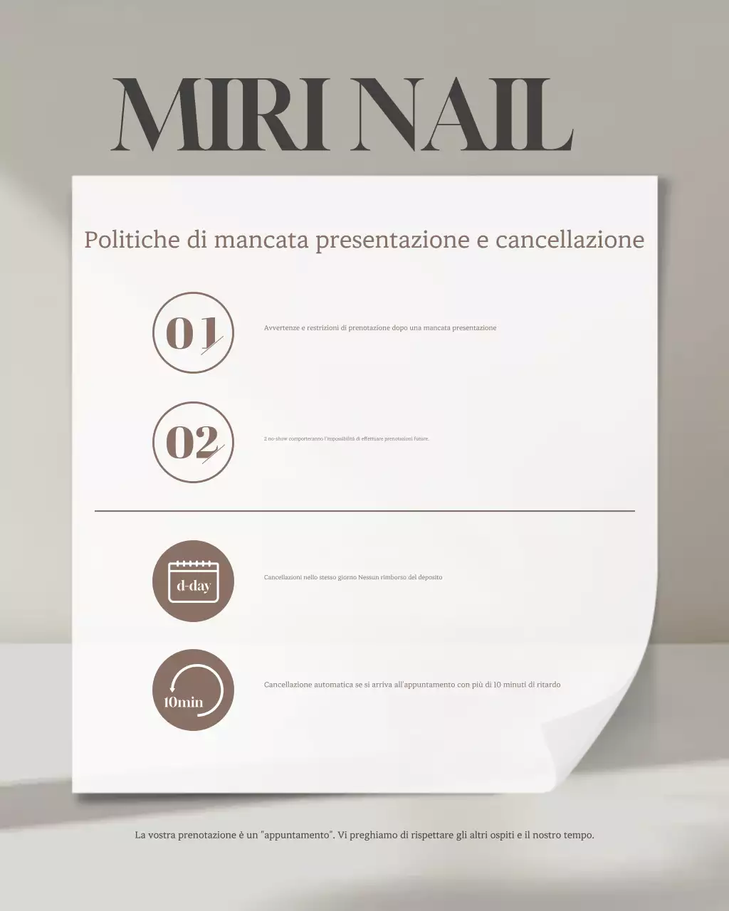 Guida alla politica di prenotazione Beige Clean