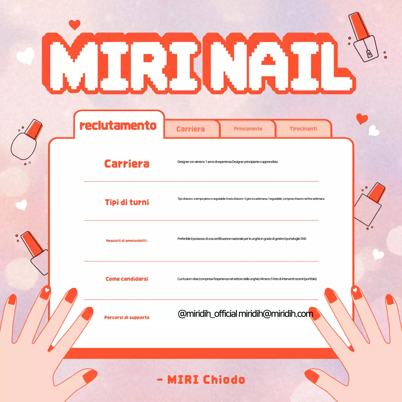 Reclutamento per nail art pop arancione