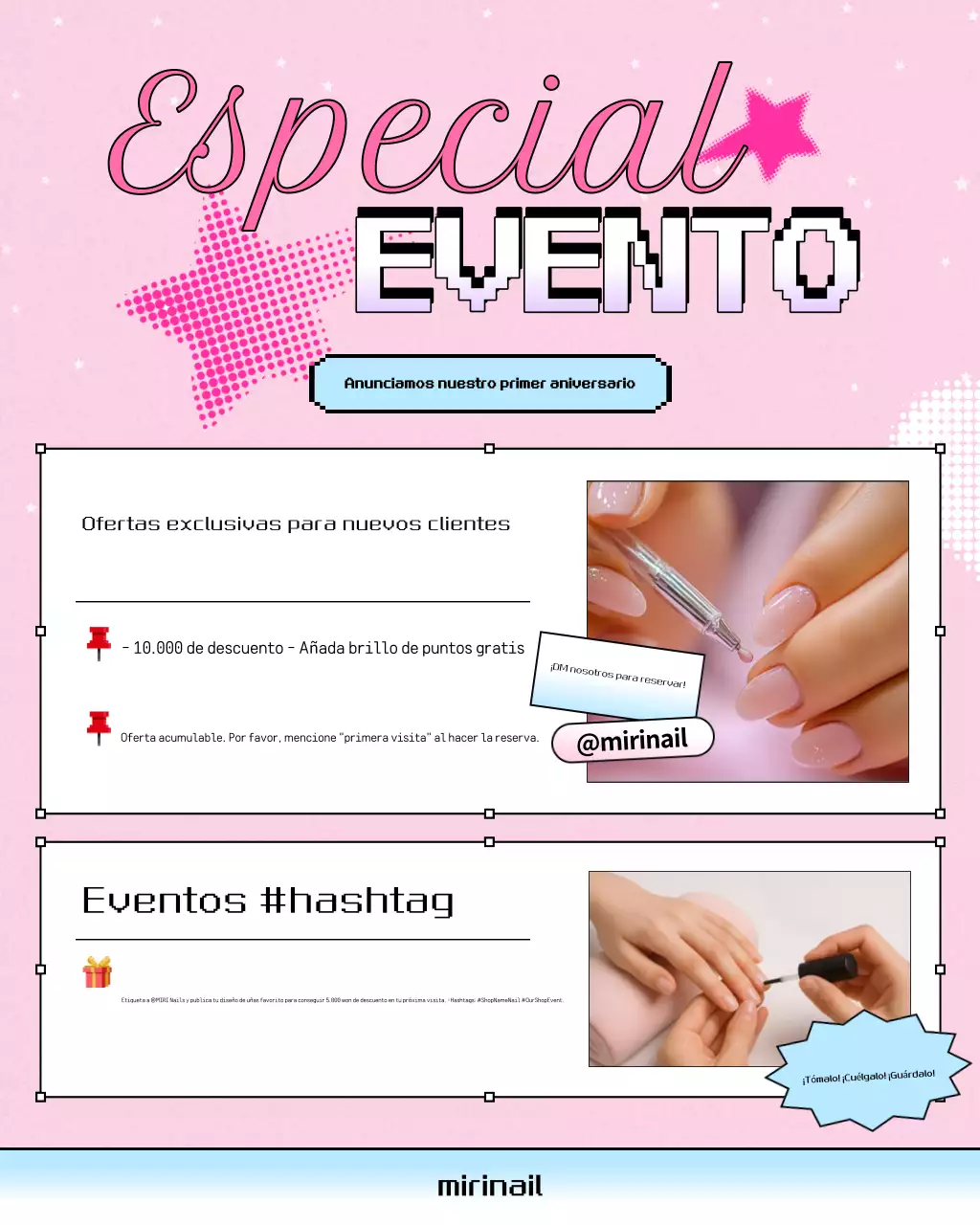 Promoción de arte de uñas pop rosa