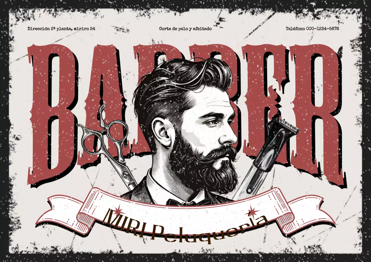 Cartel publicitario de una barbería vintage de Borgoña