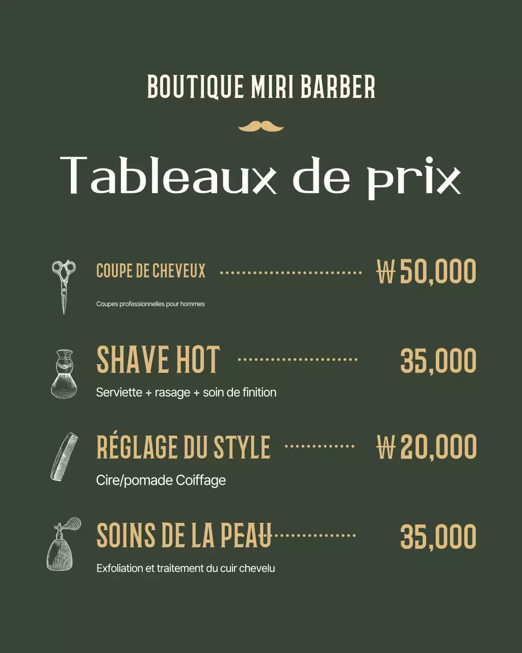 Promotion salon de coiffure vintage beige