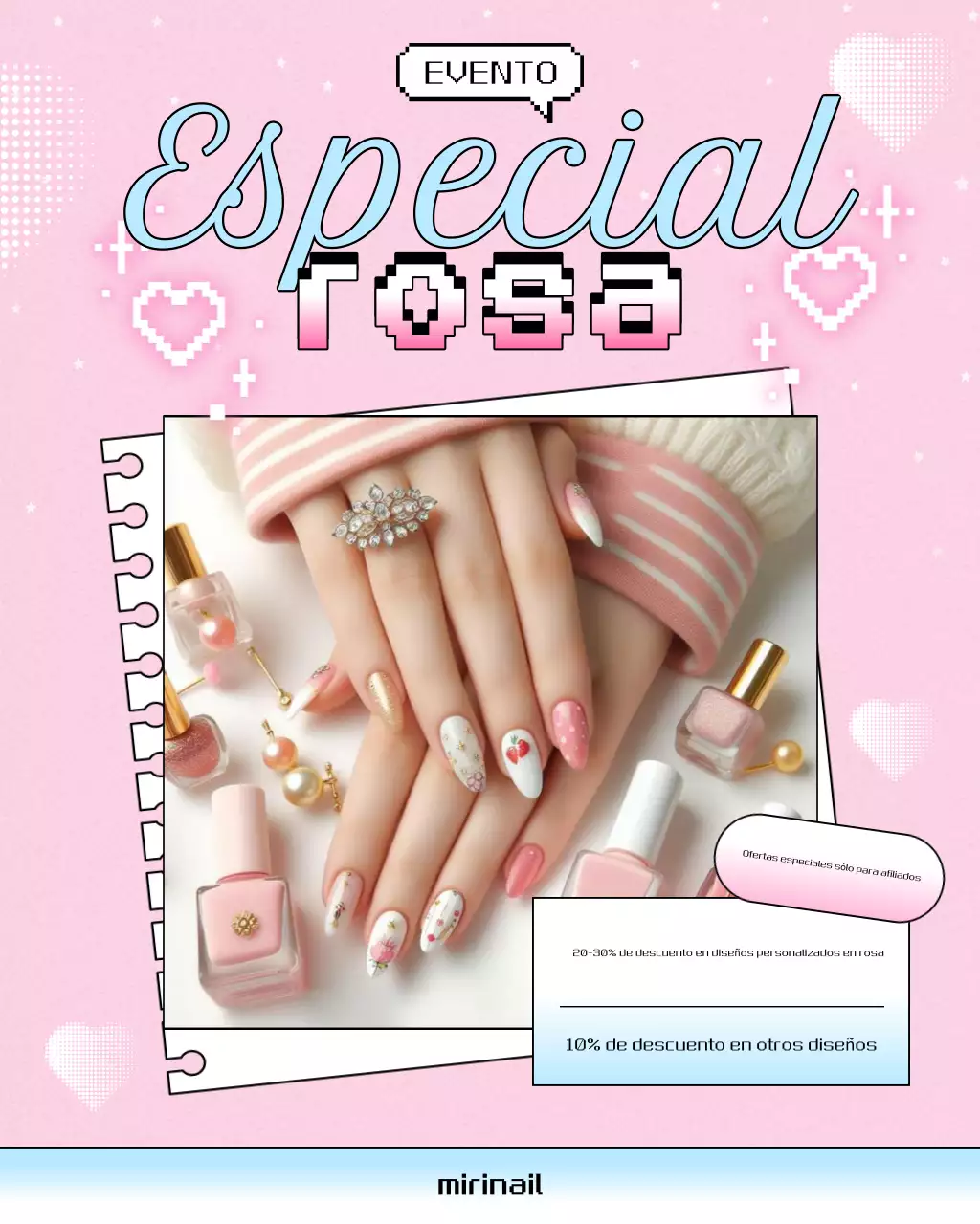 Promoción de arte de uñas pop rosa