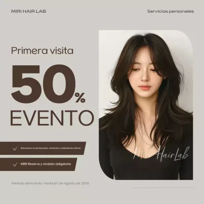 Descuento en salón de belleza moderno gris