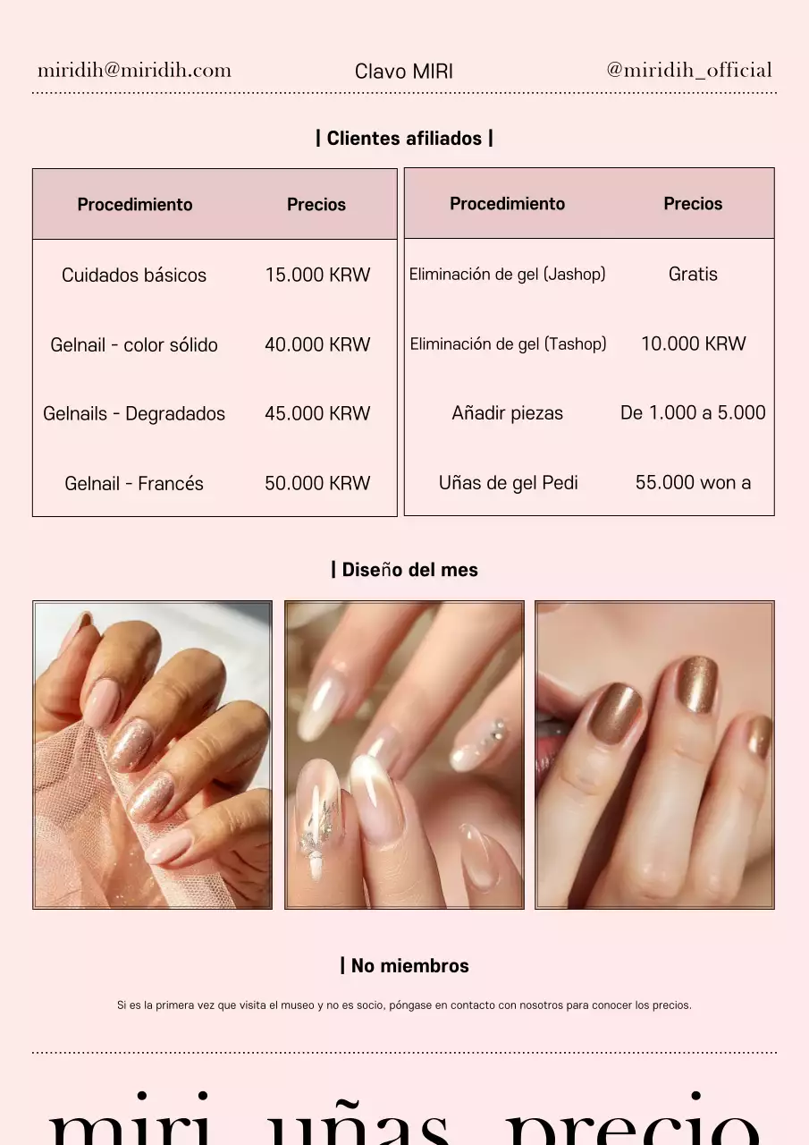 Anuncio de arte de uñas limpio en color rosa