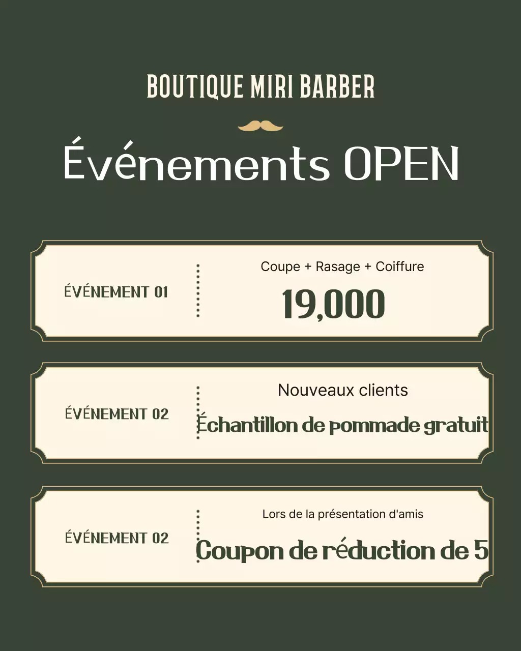 Promotion salon de coiffure vintage beige