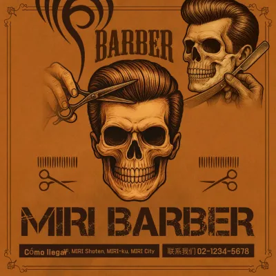 Anuncio vintage de barbería marrón