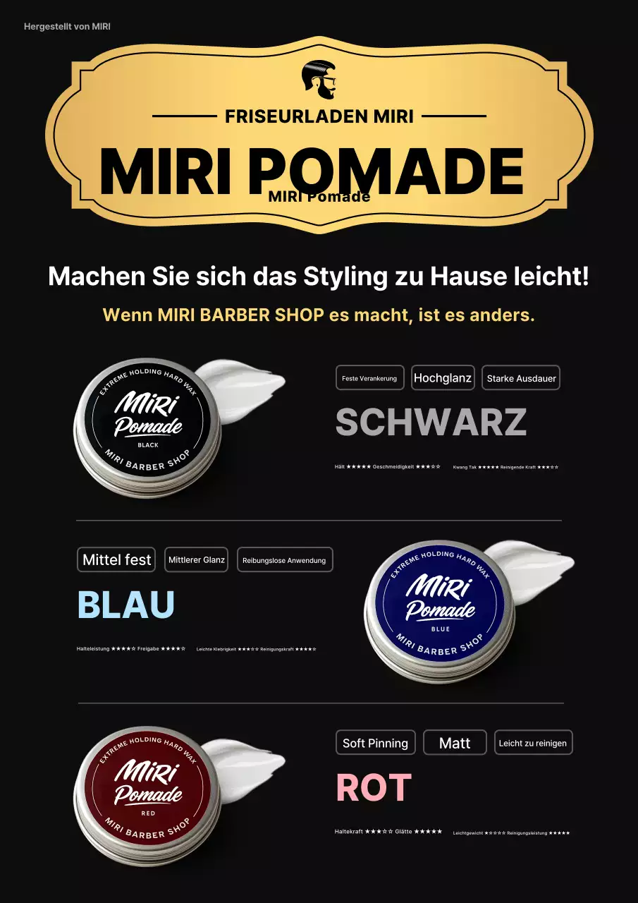 Produktwerbung für moderne schwarze Frisuren
