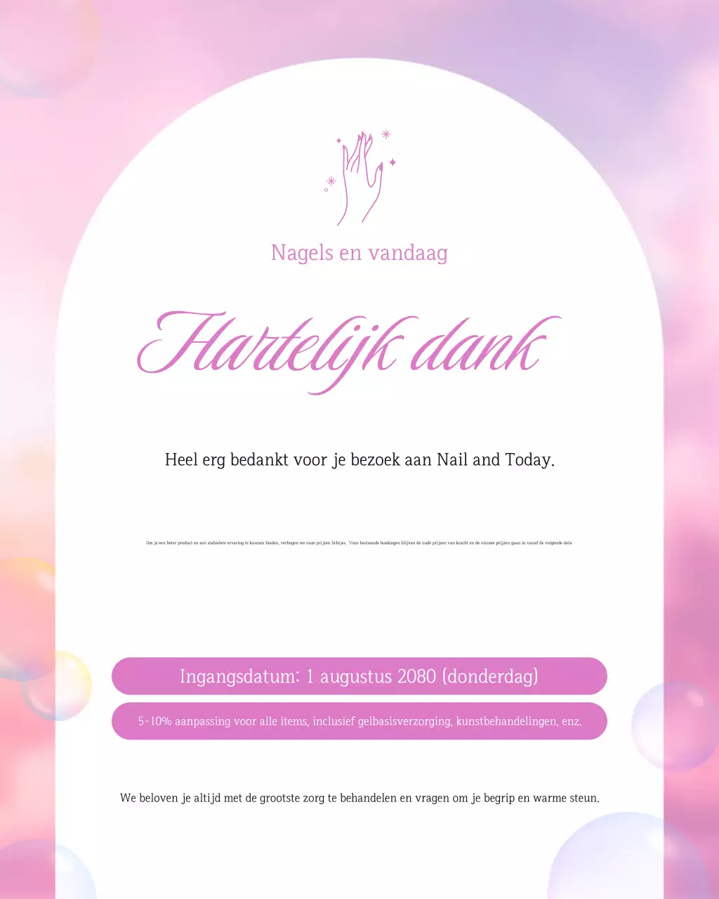 Roze Moderne Prijsverhoging Kennisgeving