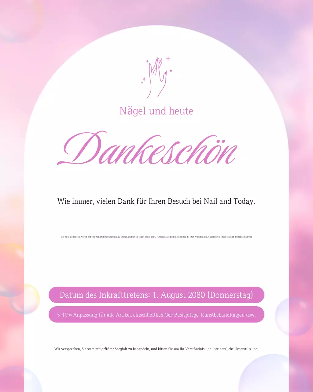 Pink Modern Preiserhöhungsmitteilung