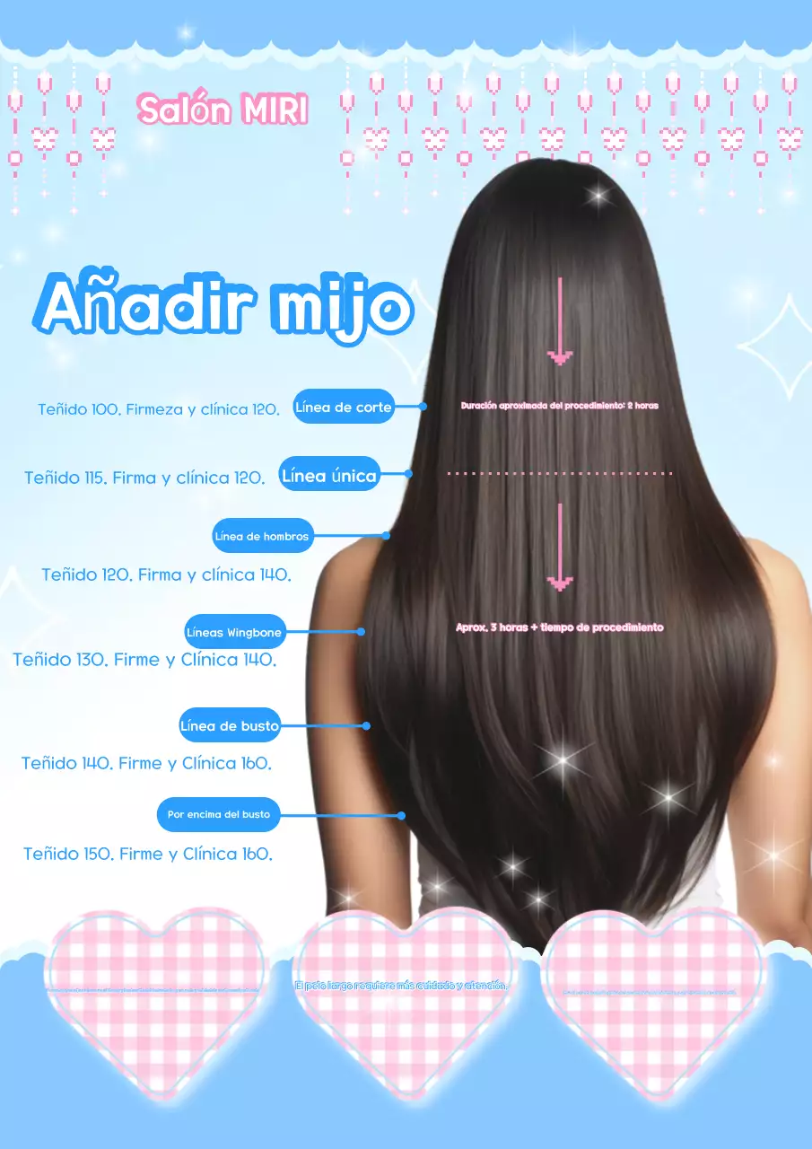 Guía del lindo salón de belleza azul cielo