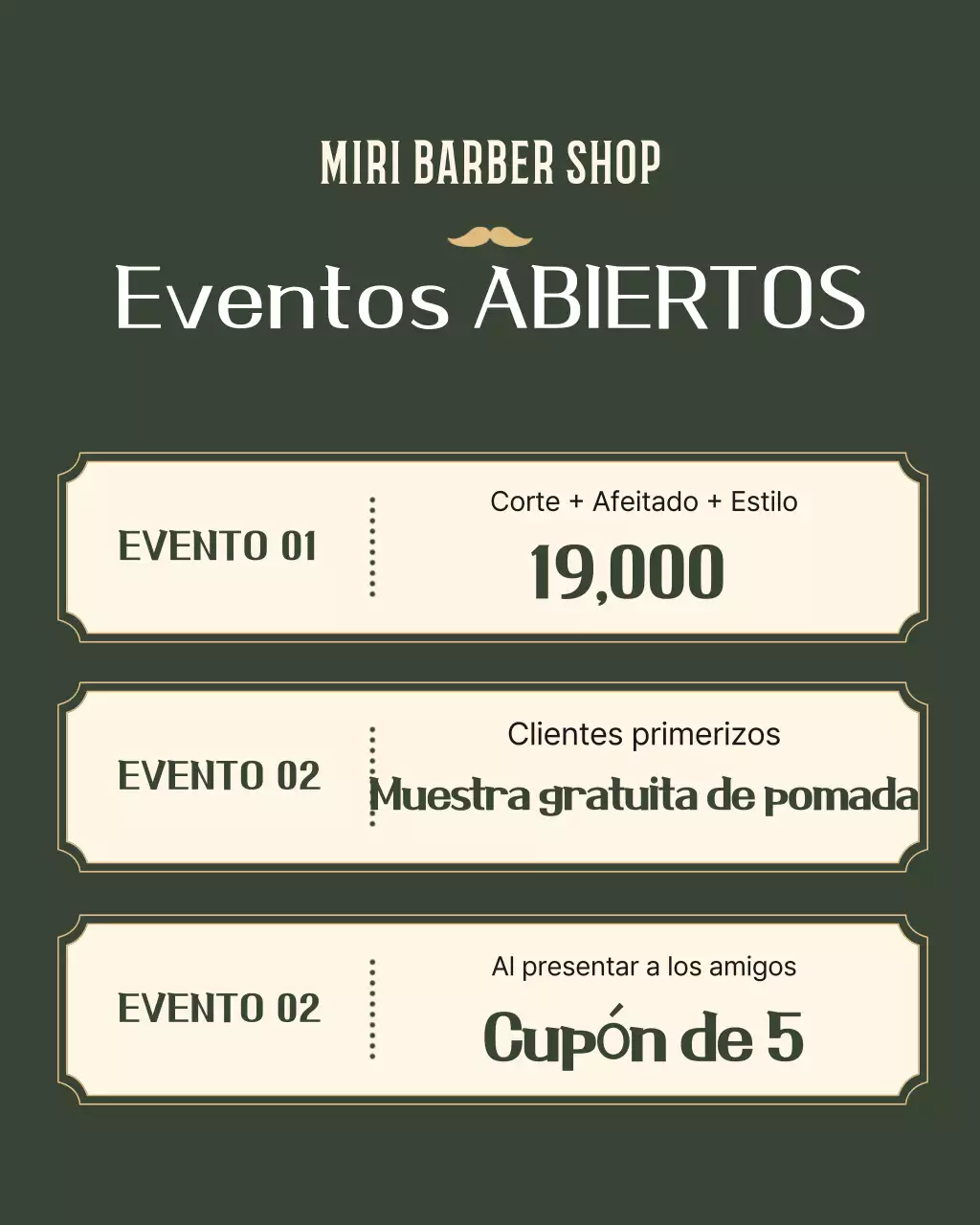 Promoción de barbería vintage beige