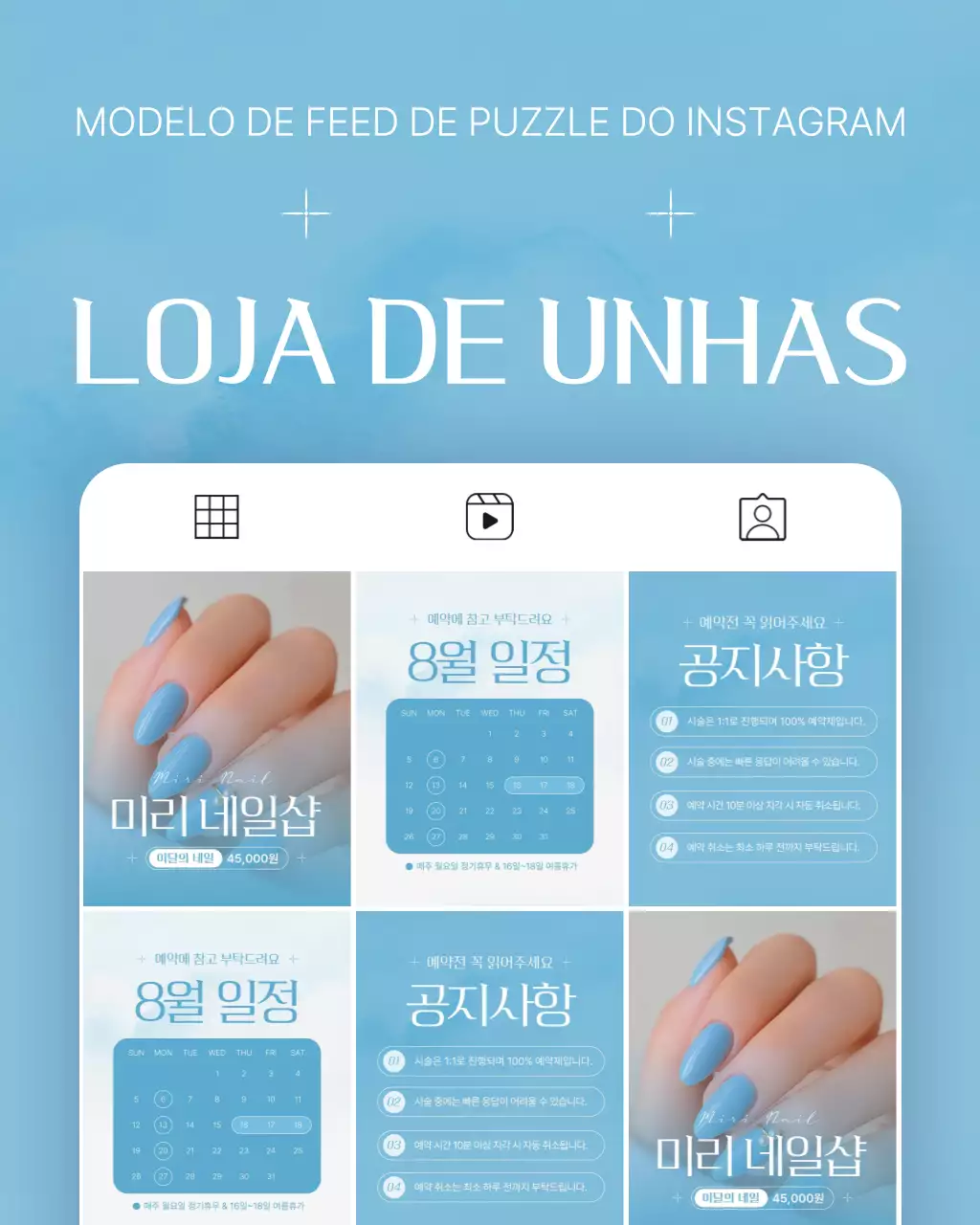 Promoção de loja de unhas moderna azul-celeste