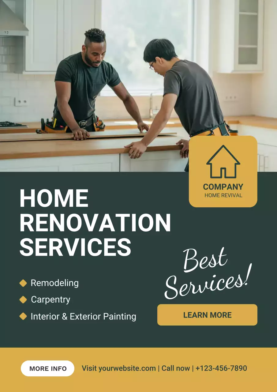 Yellow Modern Renovation Promotion Poster