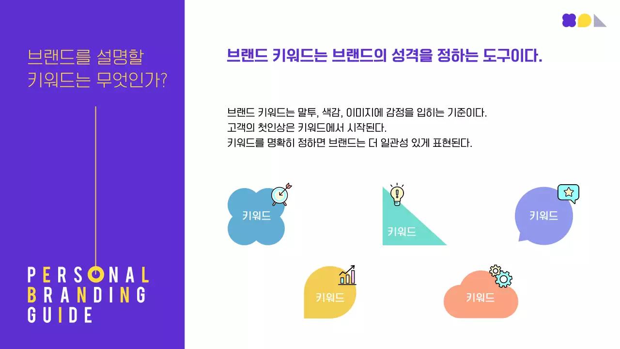 보라 노랑 모던 브랜딩 가이드 안내
