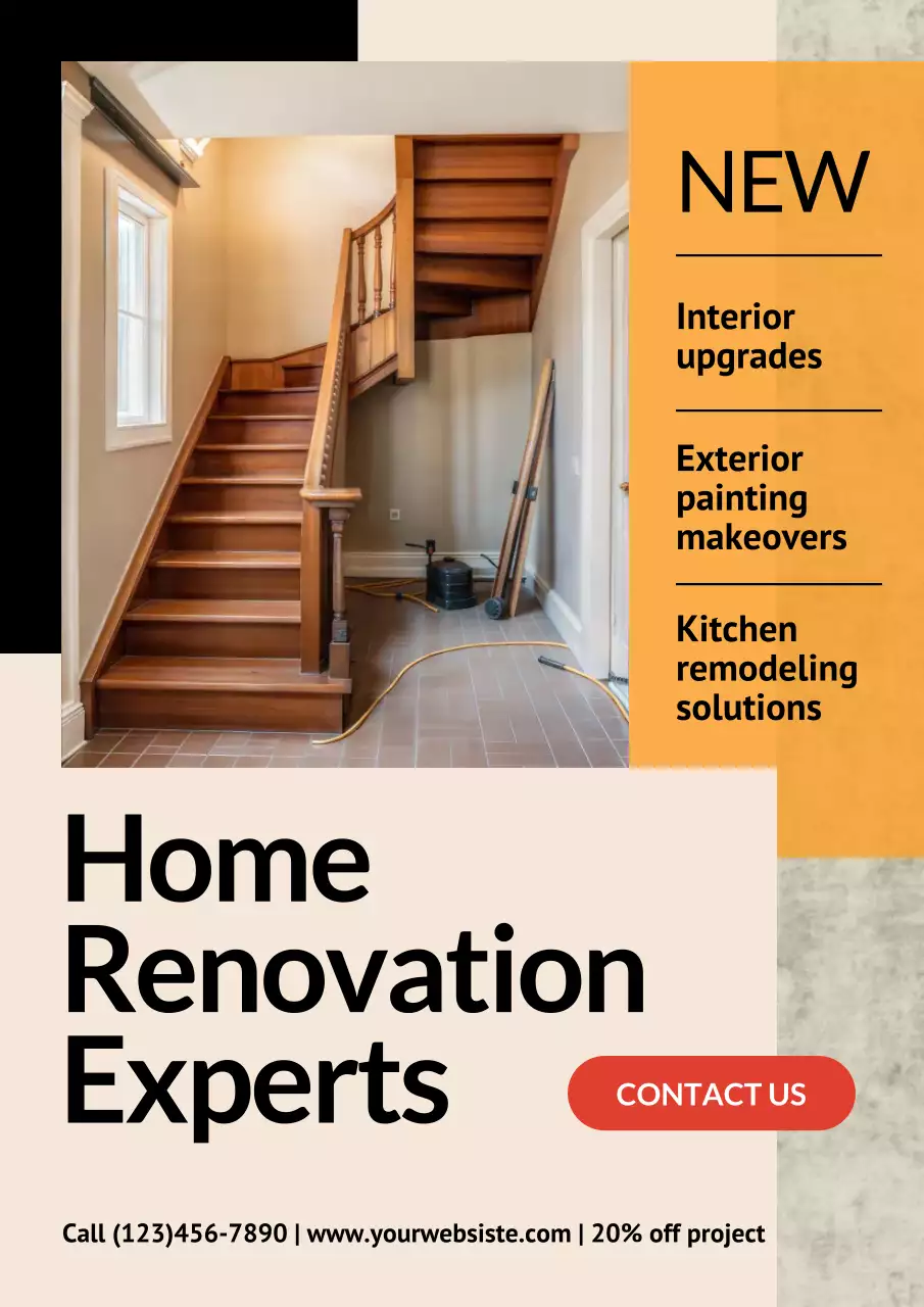 Beige Modern Home Renovation Promotion Poster