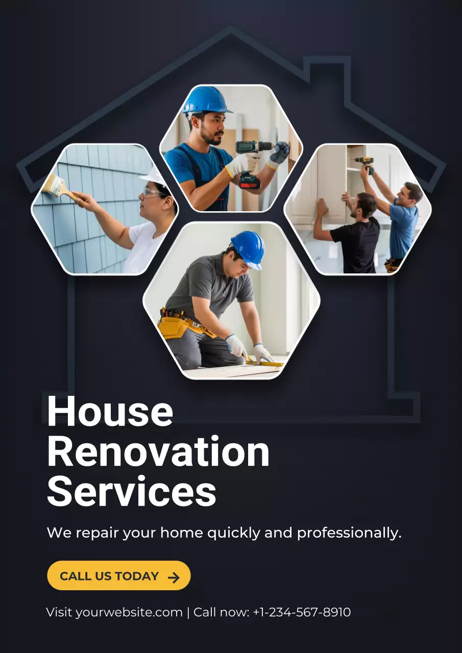 Black Modern House Renovation Promotion Poster