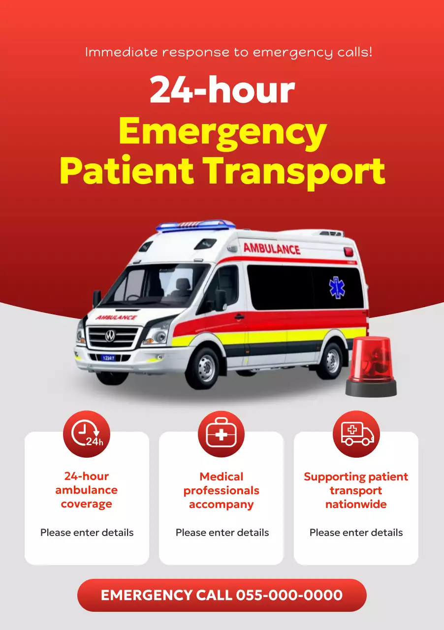 quảng cáo xe cứu thương hiện đại màu đỏ