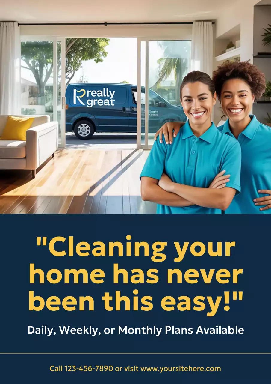 Blue Modern Cleaning Promotion Poster