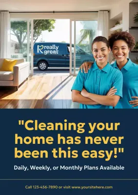 Blue Modern Cleaning Promotion Poster