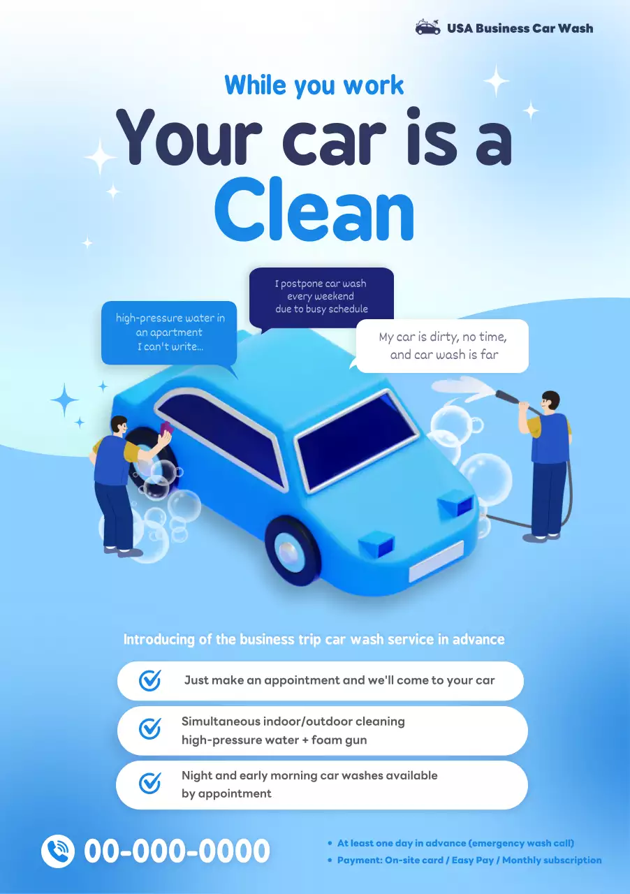 blue modern car wash advertisement