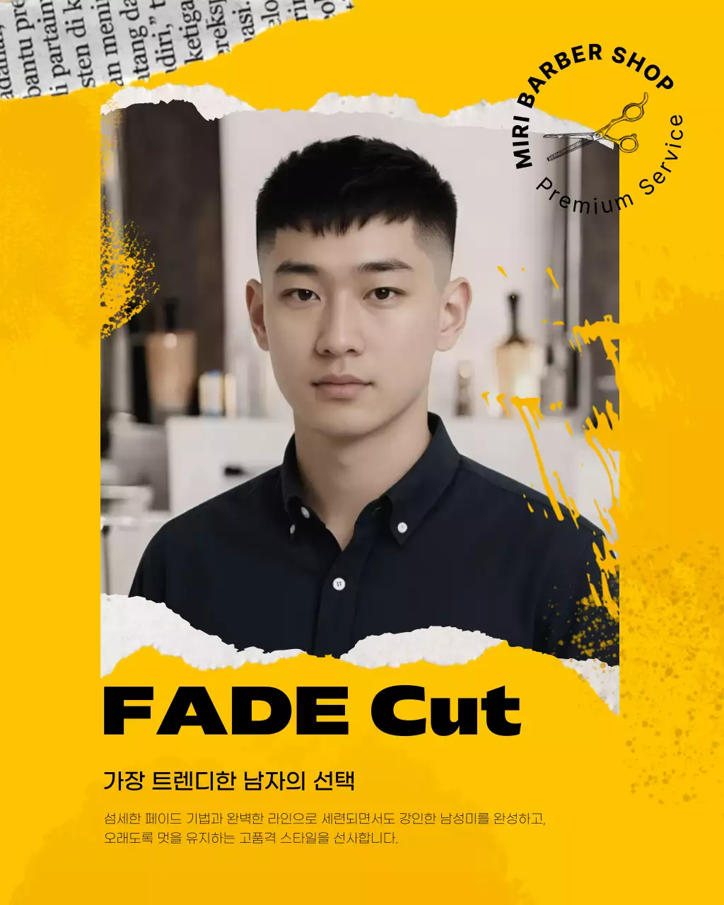 노랑 모던 이발소 홍보