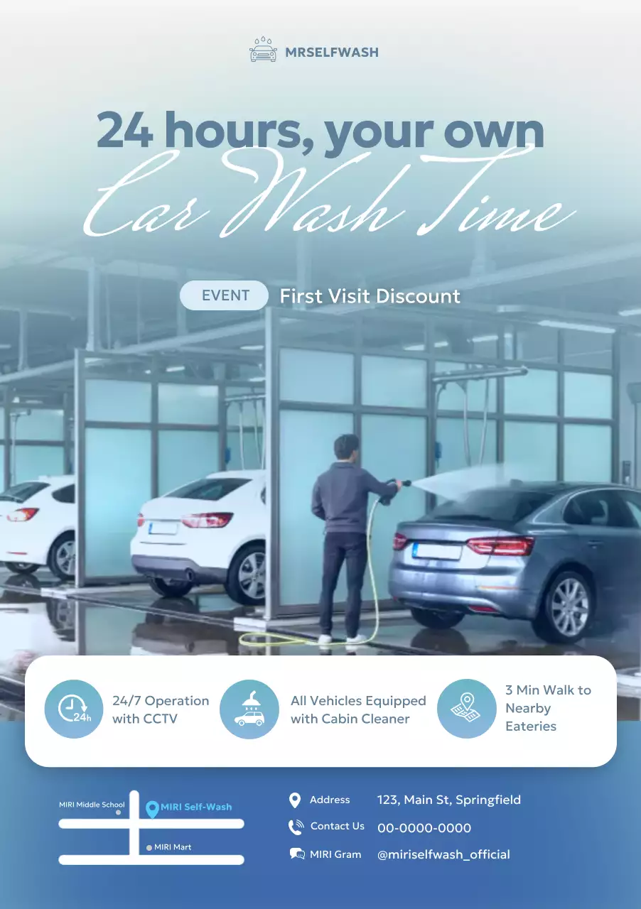 khuyến mãi rửa xe hiện đại màu xanh