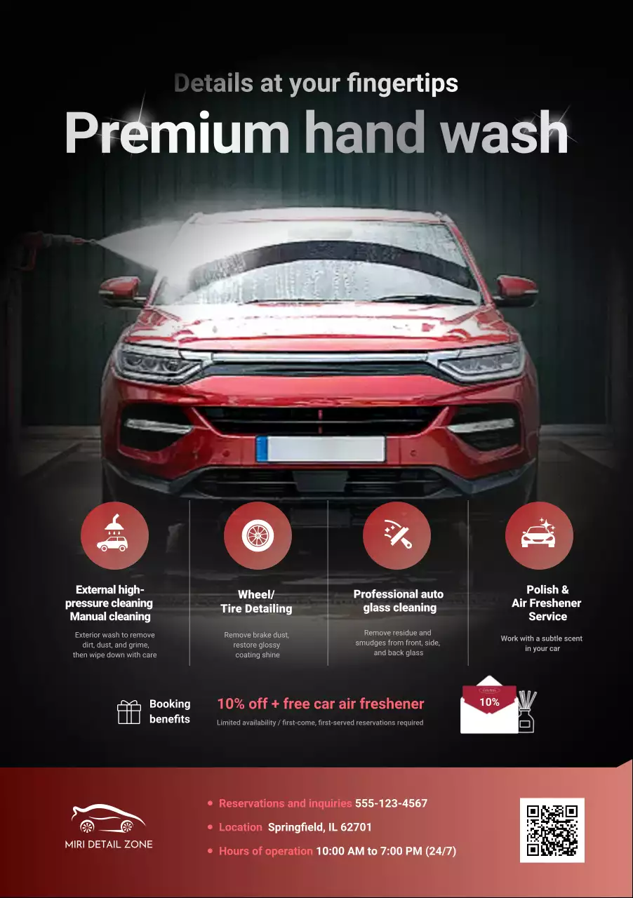 promosi cuci mobil modern merah