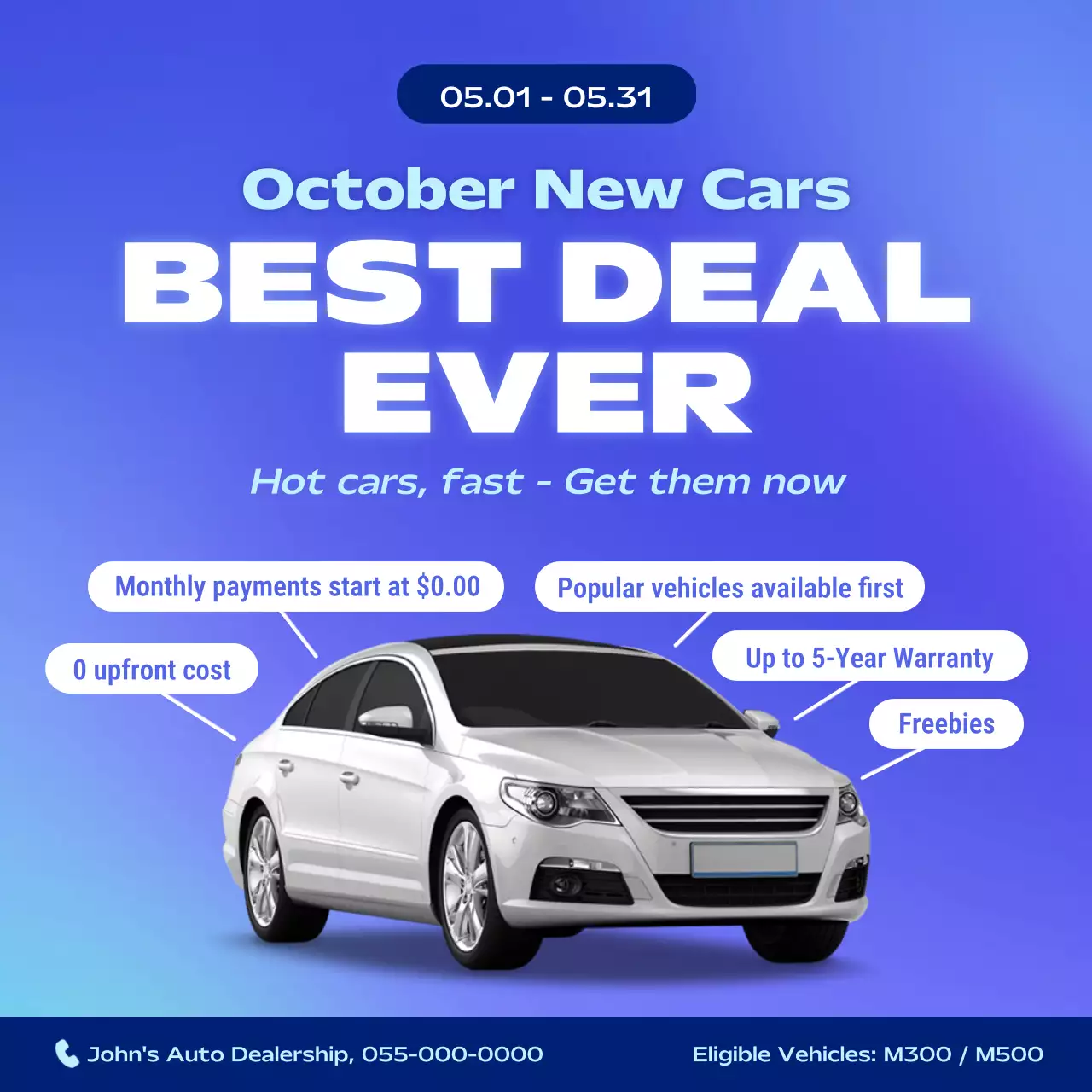 blue modern car sale promotion