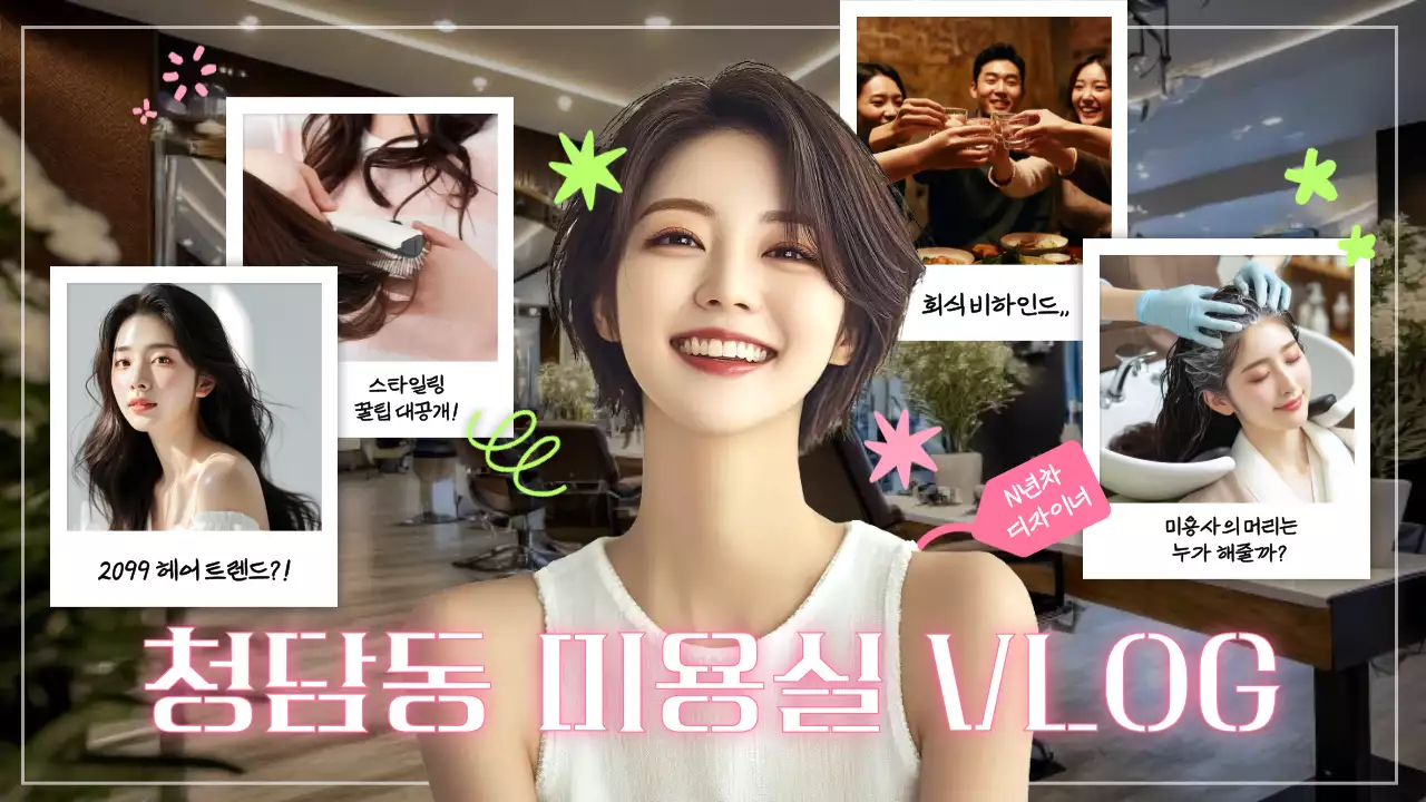 핑크 모던 미용실 홍보