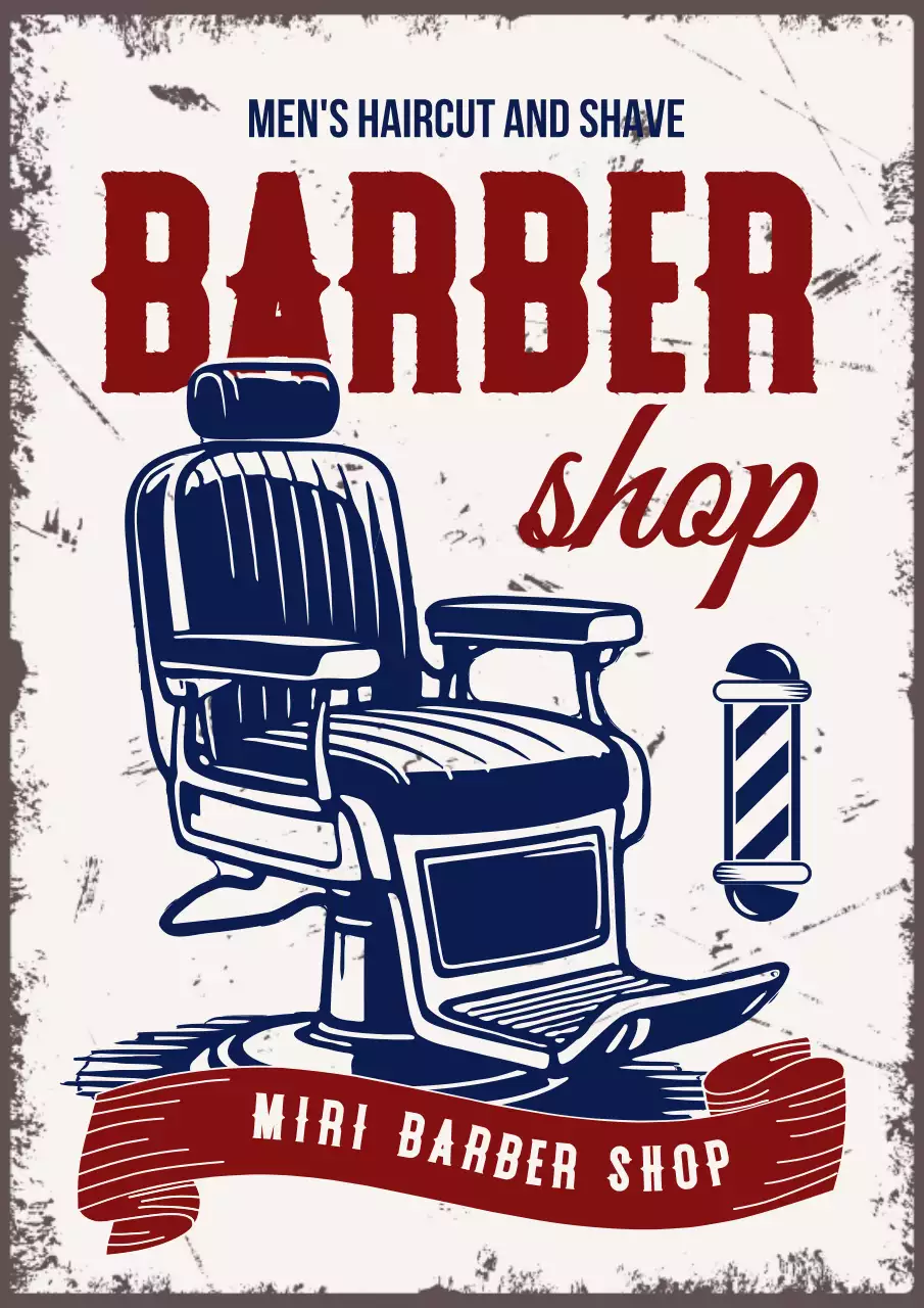 빨강 빈티지 이발소 광고