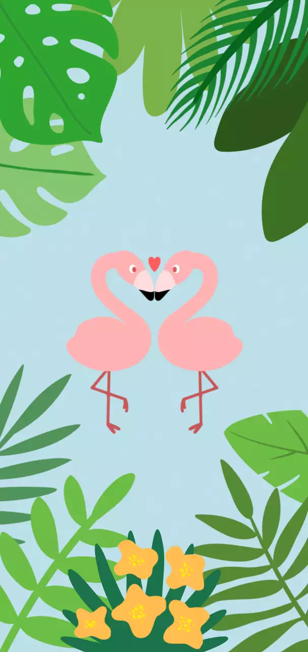 핑크 플라밍고 트로피칼